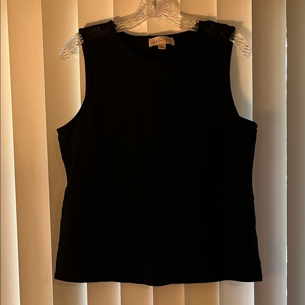 Philosophy Black Sleeveless Tank with Beaded Shoulders